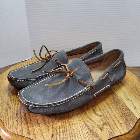 Polo Ralph Lauren Wyndings So-Dry Gray Suede Leather Driver Moccasins Shoes 11D